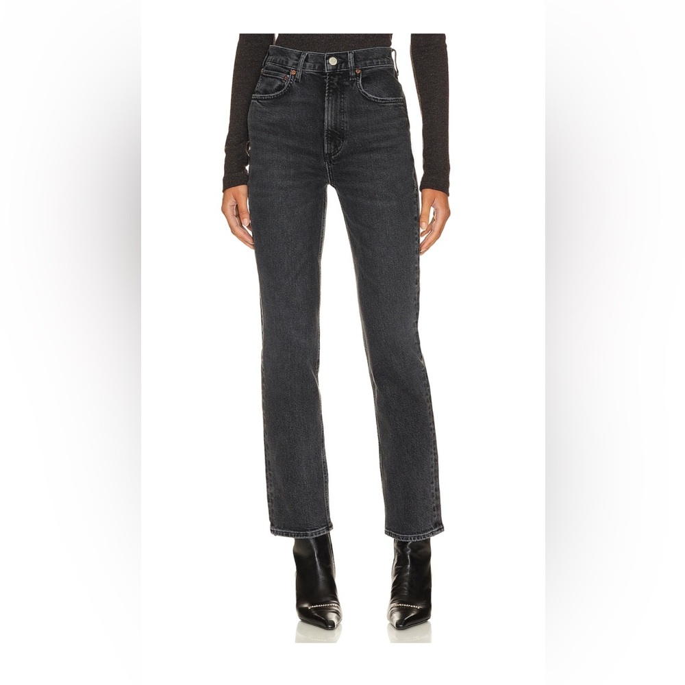 Agolde High Rise Stovepipe Jeans in Metal Sz 27